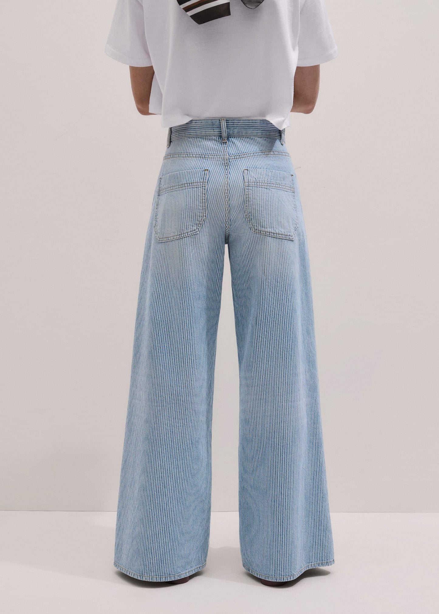 Blue Micro Stripe Ultimate Wide-Leg Jean