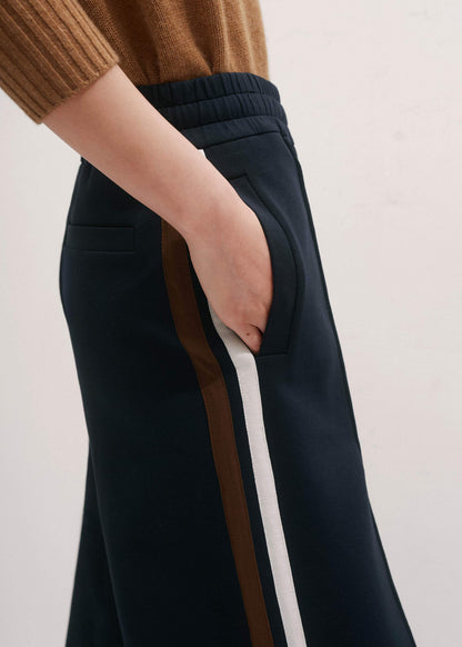 Navy Side Stripe Stretch Jersey Icon Track Pant