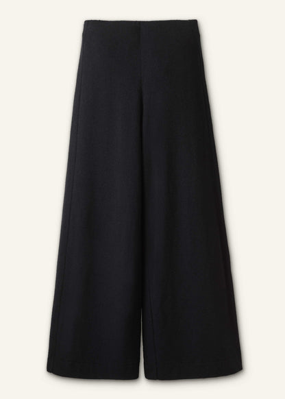Black Textured Wide-Leg Palazzo Pant