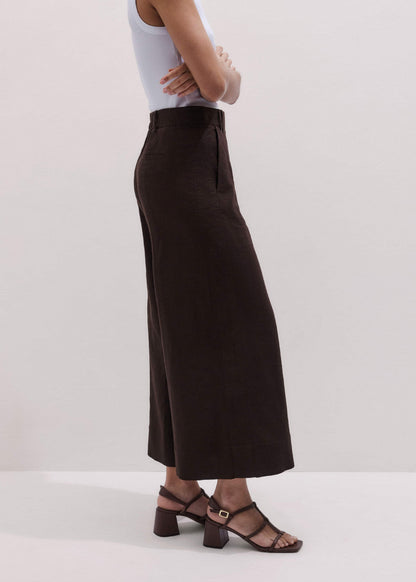 Brown Crop Wide-Leg Pant