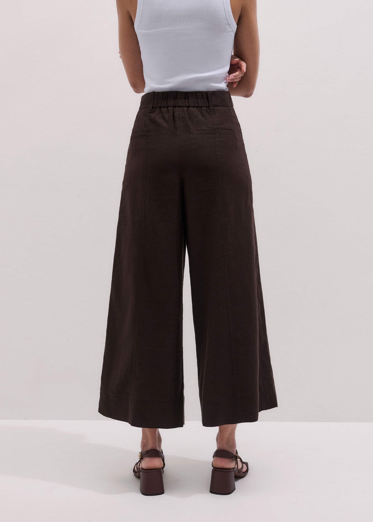 Brown Crop Wide-Leg Pant