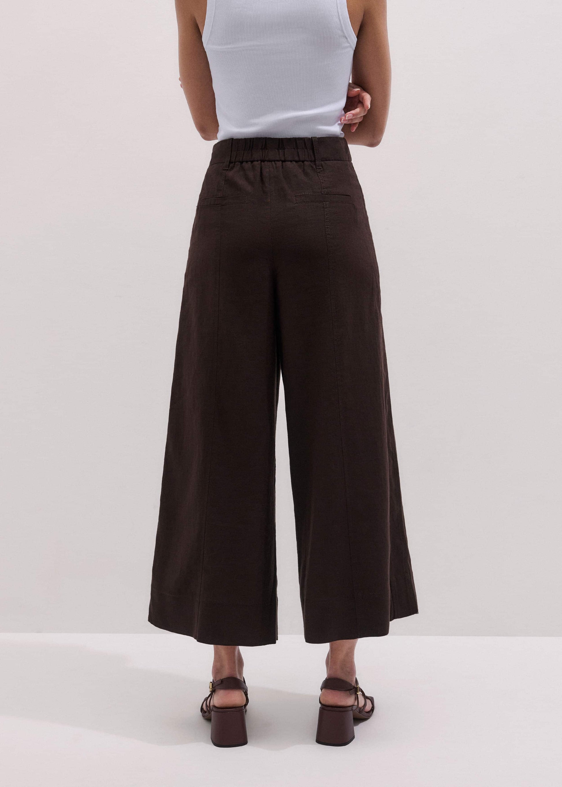 Brown Crop Wide-Leg Pant