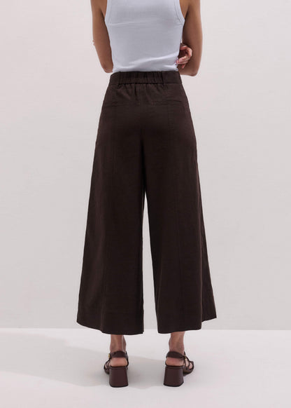 Brown Crop Wide-Leg Pant