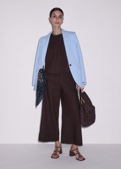 Brown Crop Wide-Leg Pant
