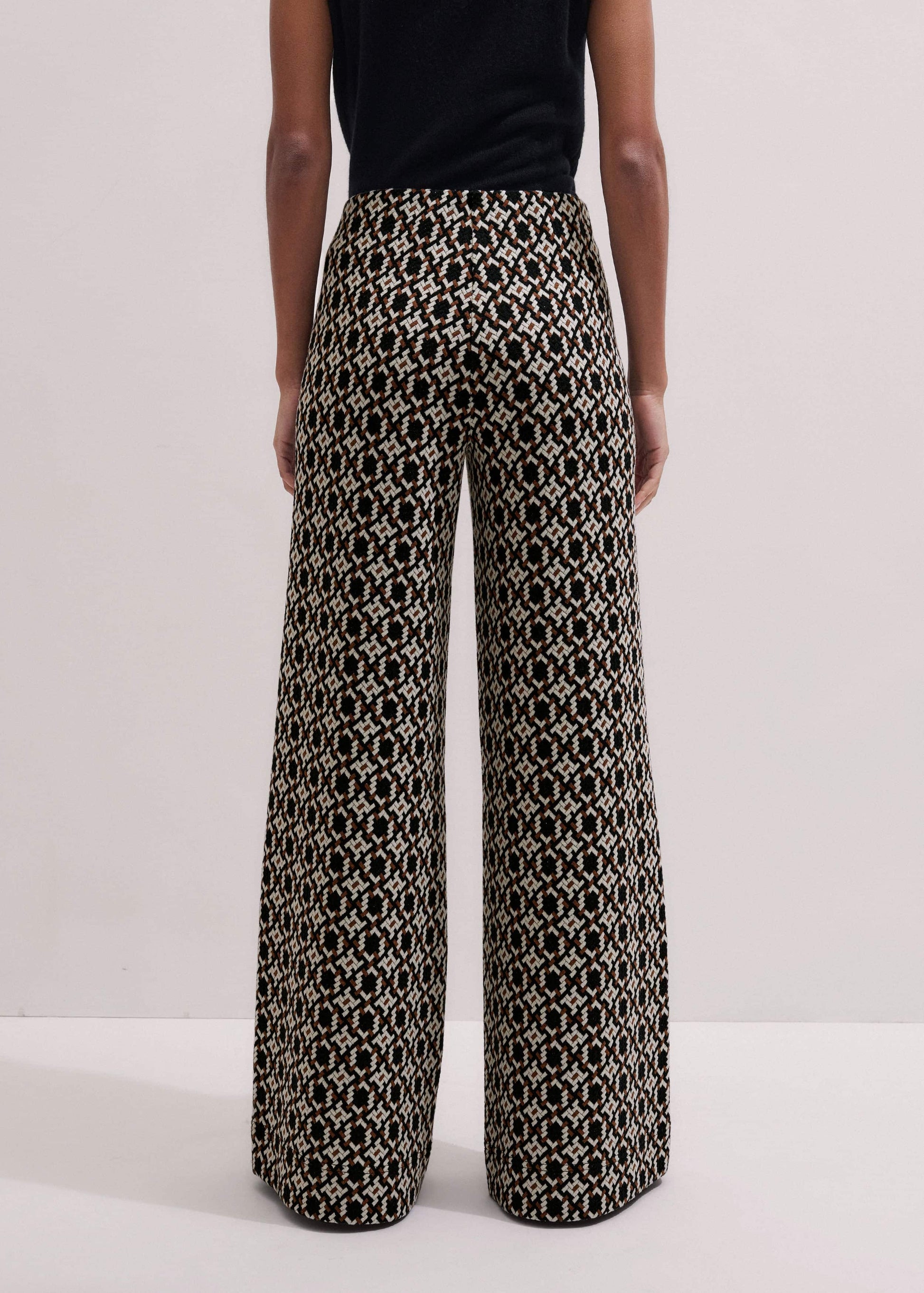 Navy Graphic Jacquard Wide-Leg Pant