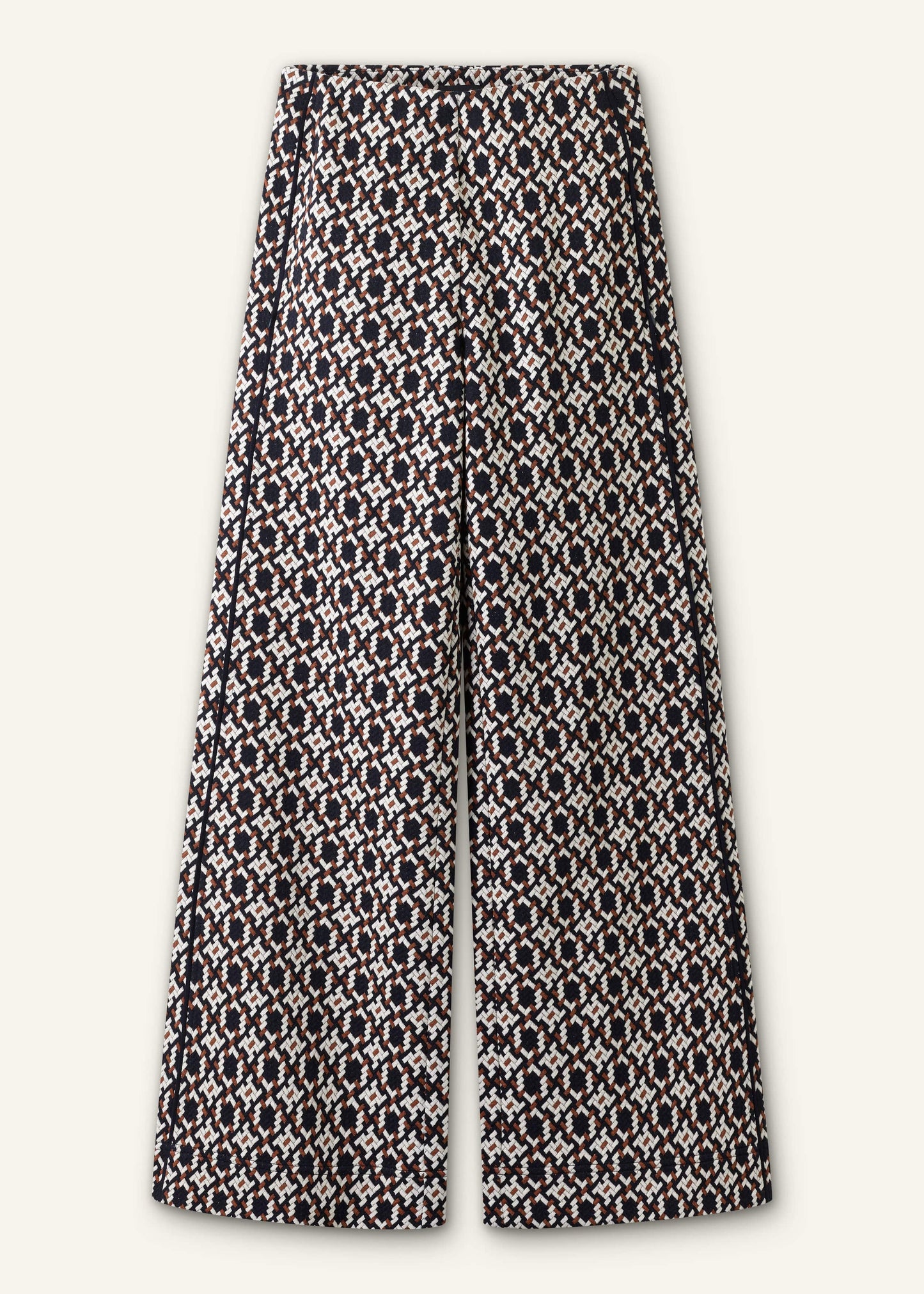 Navy Graphic Jacquard Wide-Leg Pant