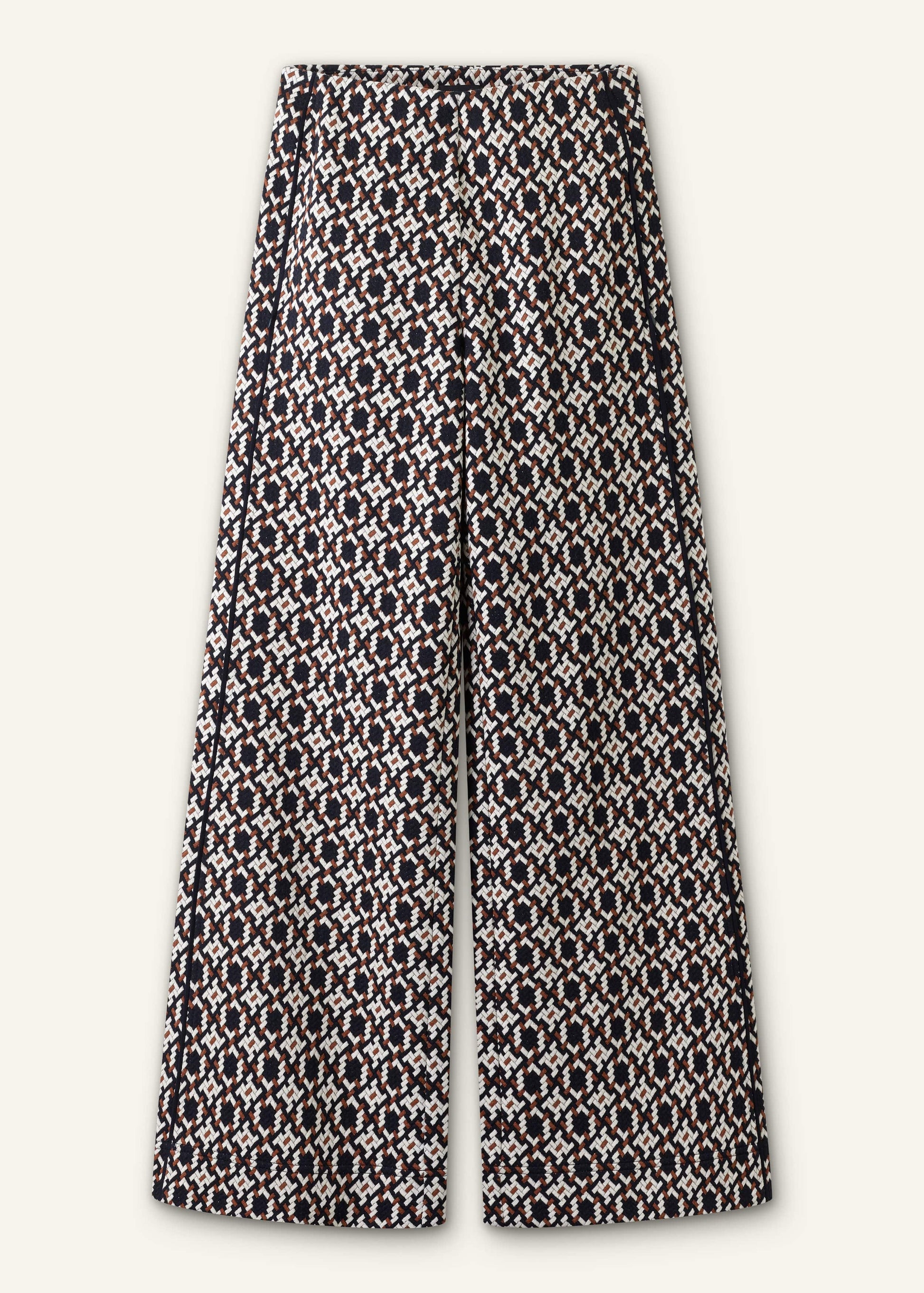 Navy Graphic Jacquard Wide-Leg Pant