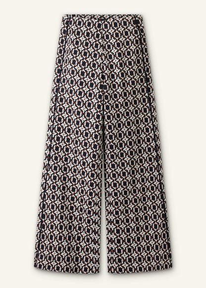 Navy Graphic Jacquard Wide-Leg Pant
