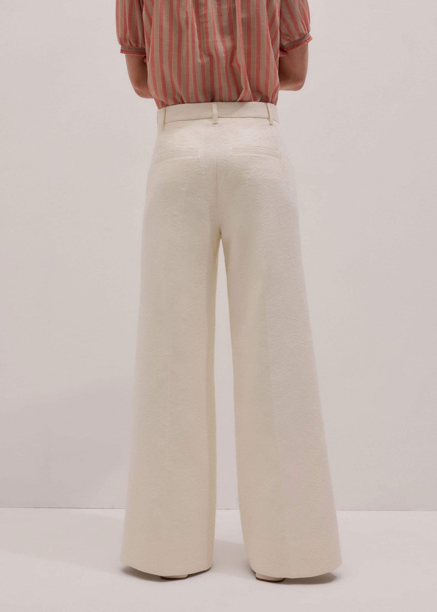 Ivory Luxe Jacquard Wide-Leg Pant