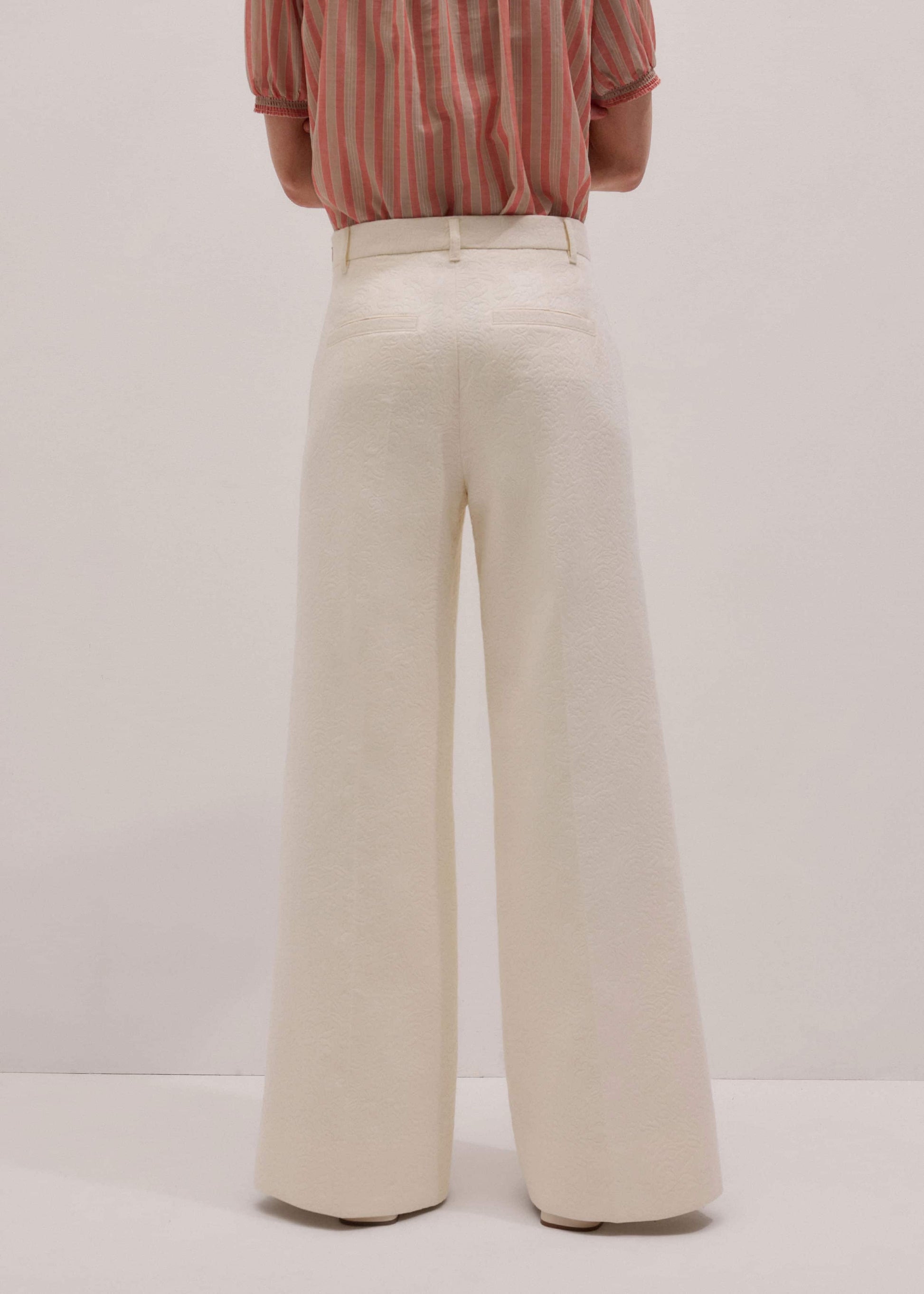 Ivory Luxe Jacquard Wide-Leg Pant