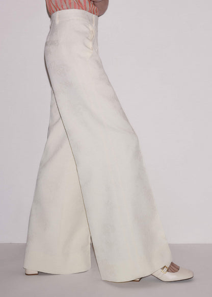 Ivory Luxe Jacquard Wide-Leg Pant