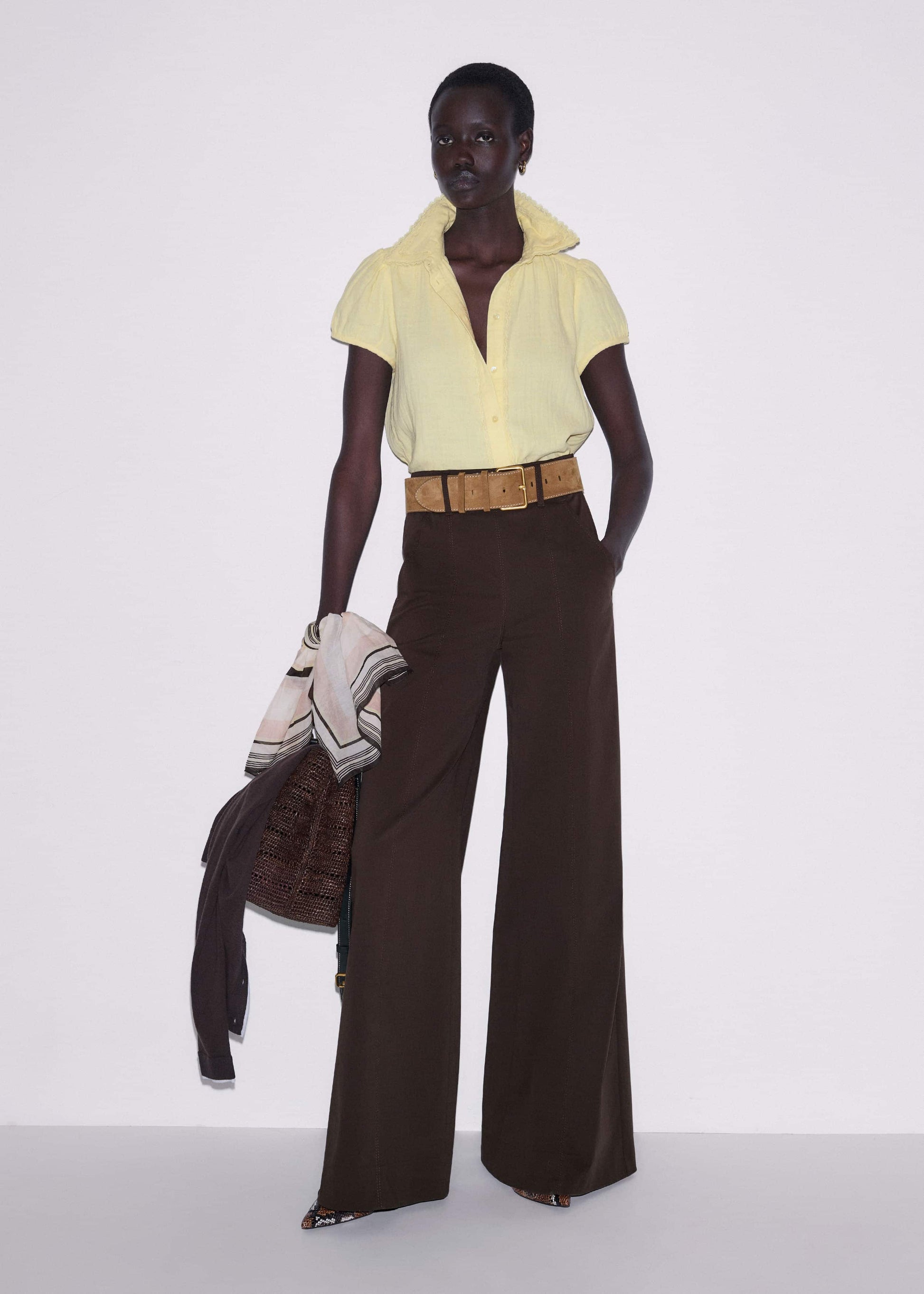 Brown High Waist Wide-Leg Pant