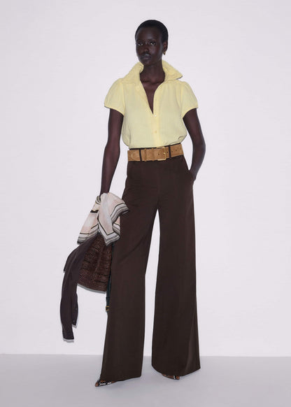 Brown High Waist Wide-Leg Pant