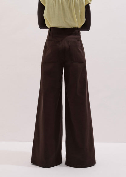 Brown High Waist Wide-Leg Pant