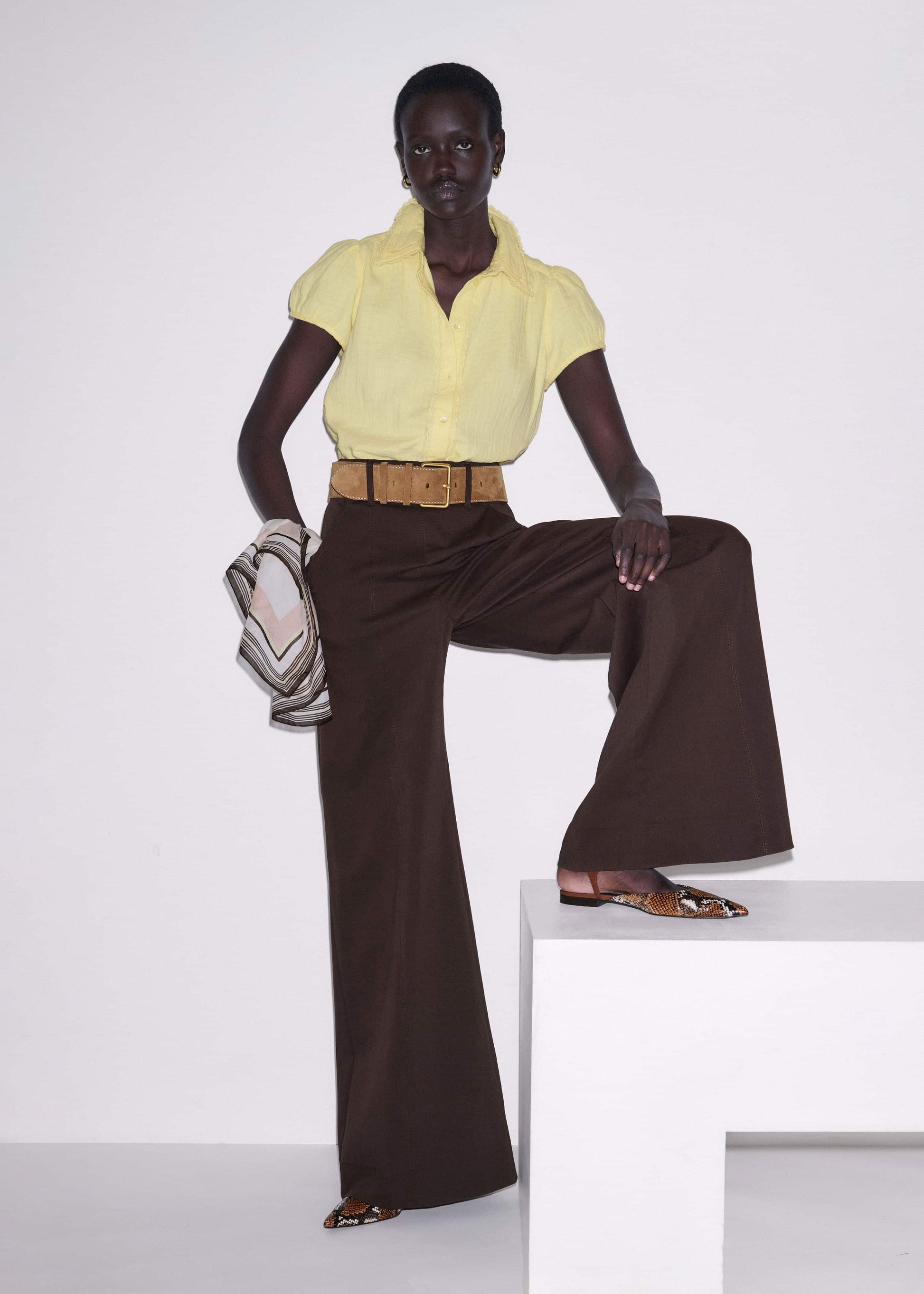 Brown High Waist Wide-Leg Pant