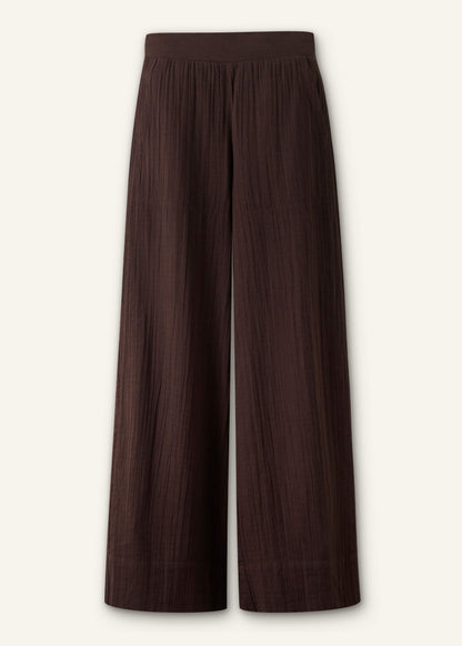 Brown Cheesecloth Wide-Leg Pant