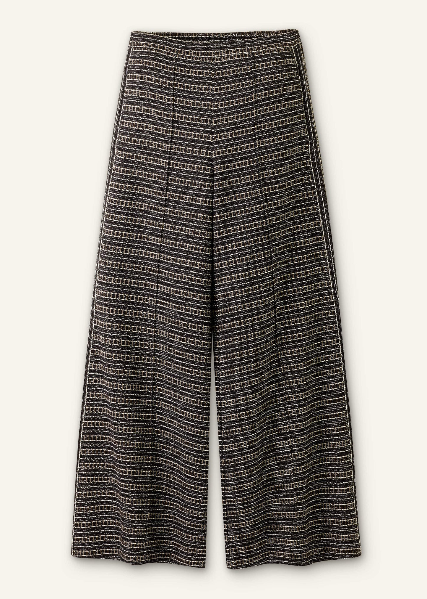 Black Stripe Tweed Wide-Leg Pant