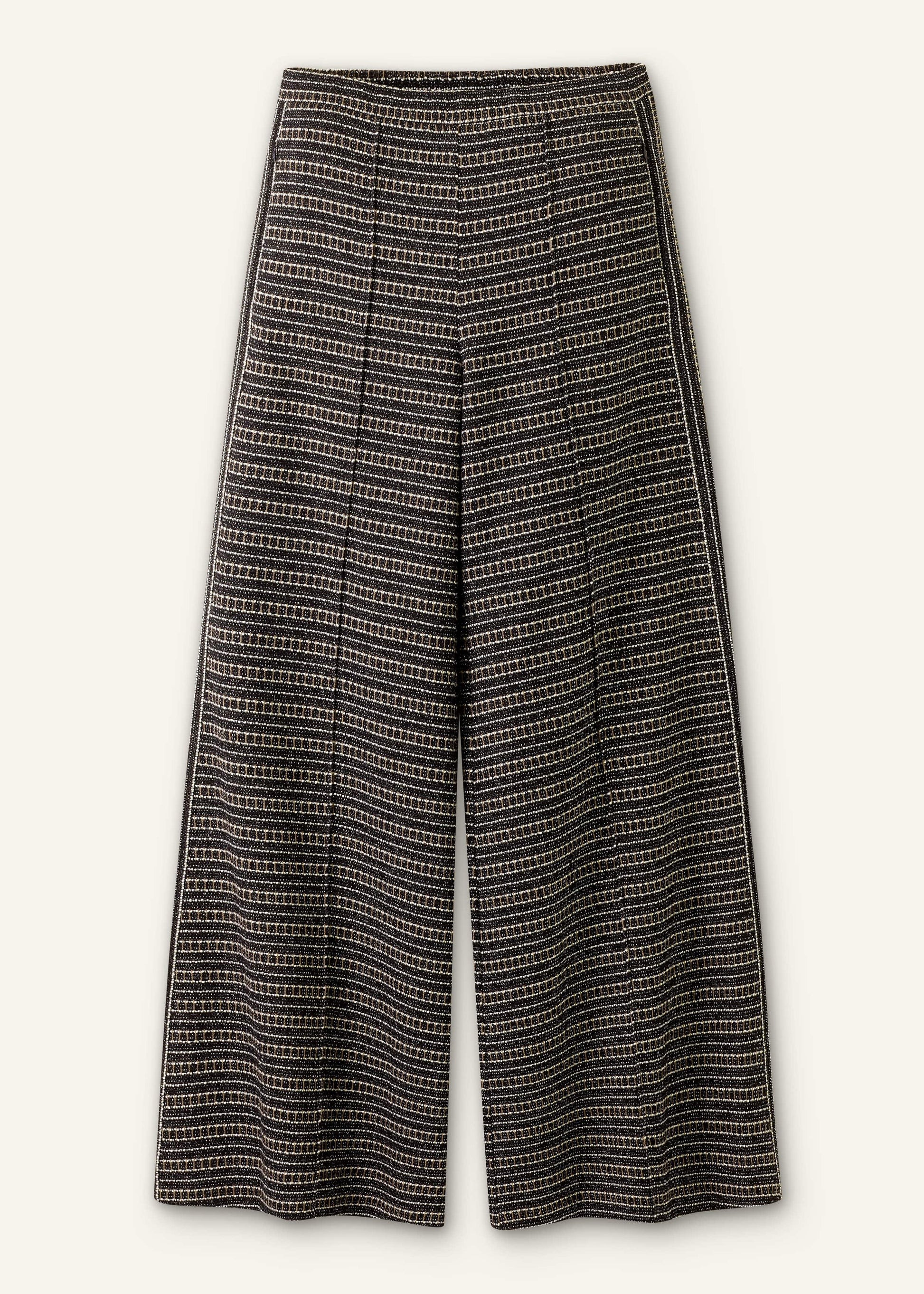 Black Stripe Tweed Wide-Leg Pant