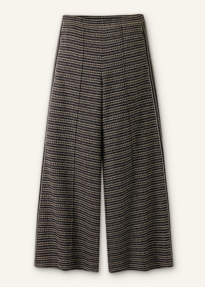 Black Stripe Tweed Wide-Leg Pant