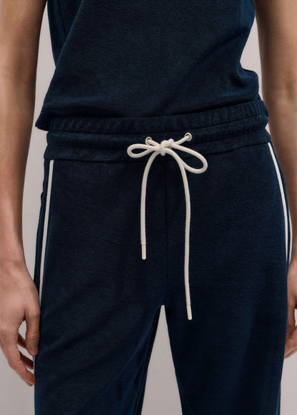 Navy Rib Trim Track Pant