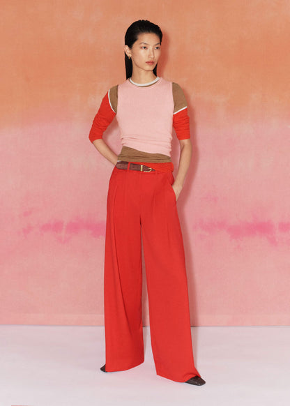 Red Perfect Wide Pleat Front Pant