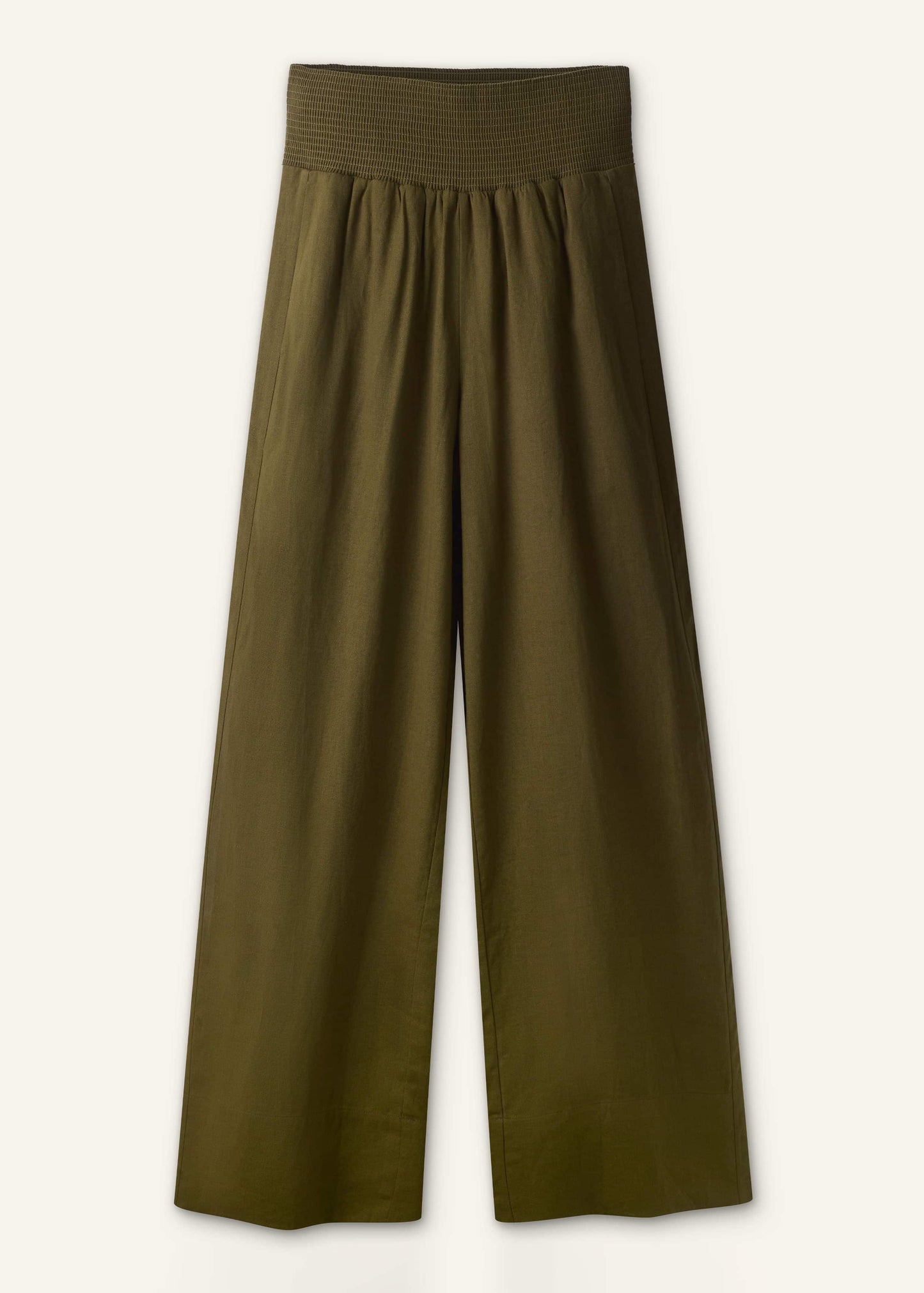 Olive Green Shirred Wide Pant