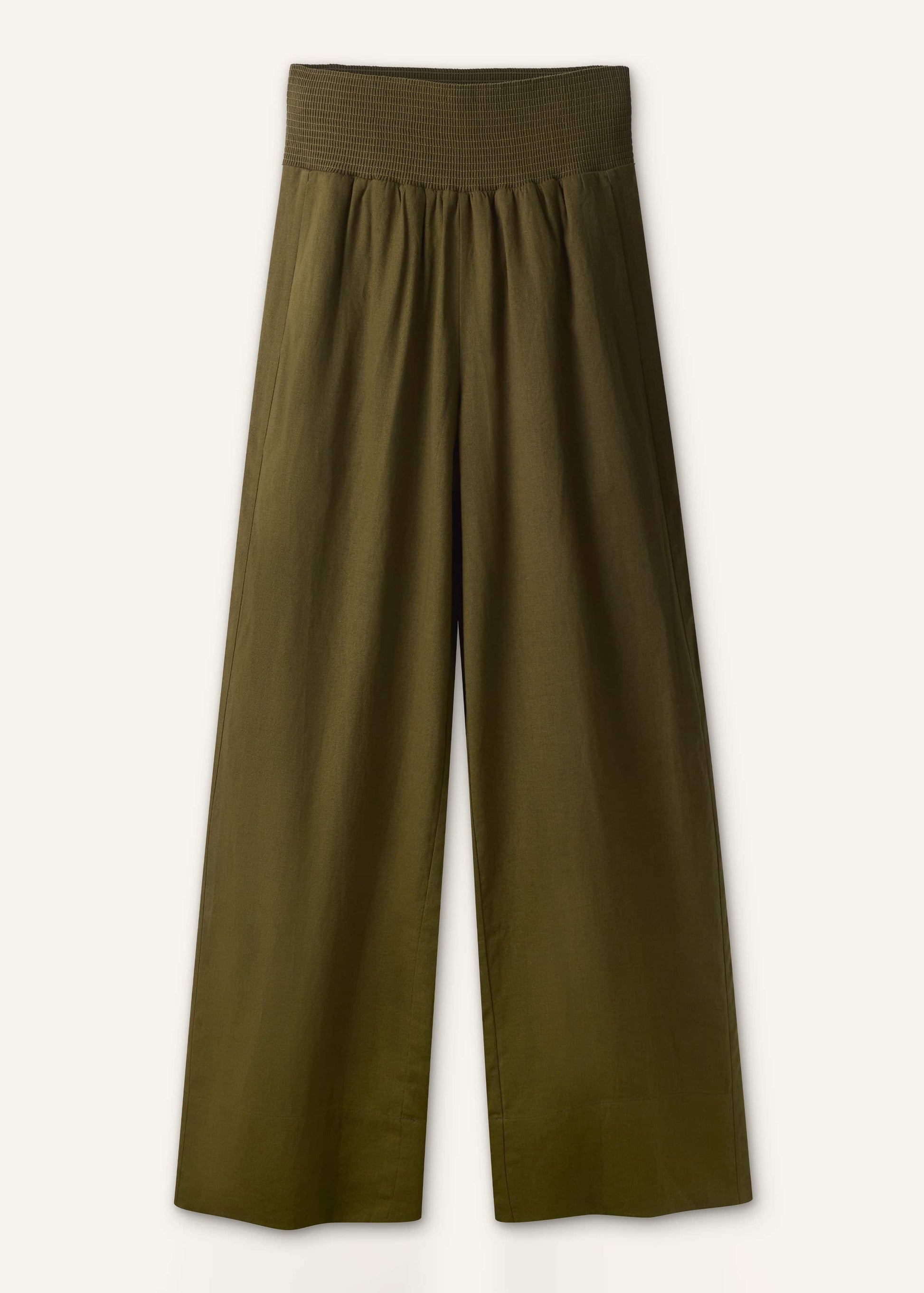 Olive Green Shirred Wide Pant