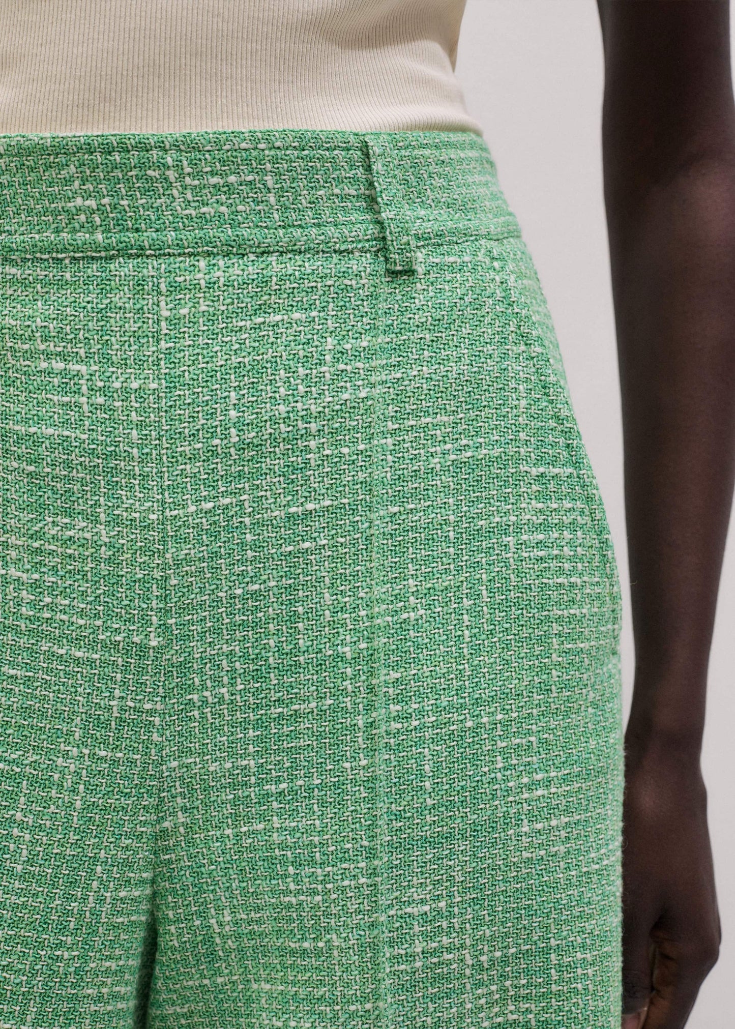 Green Textured Wide-Leg Pant