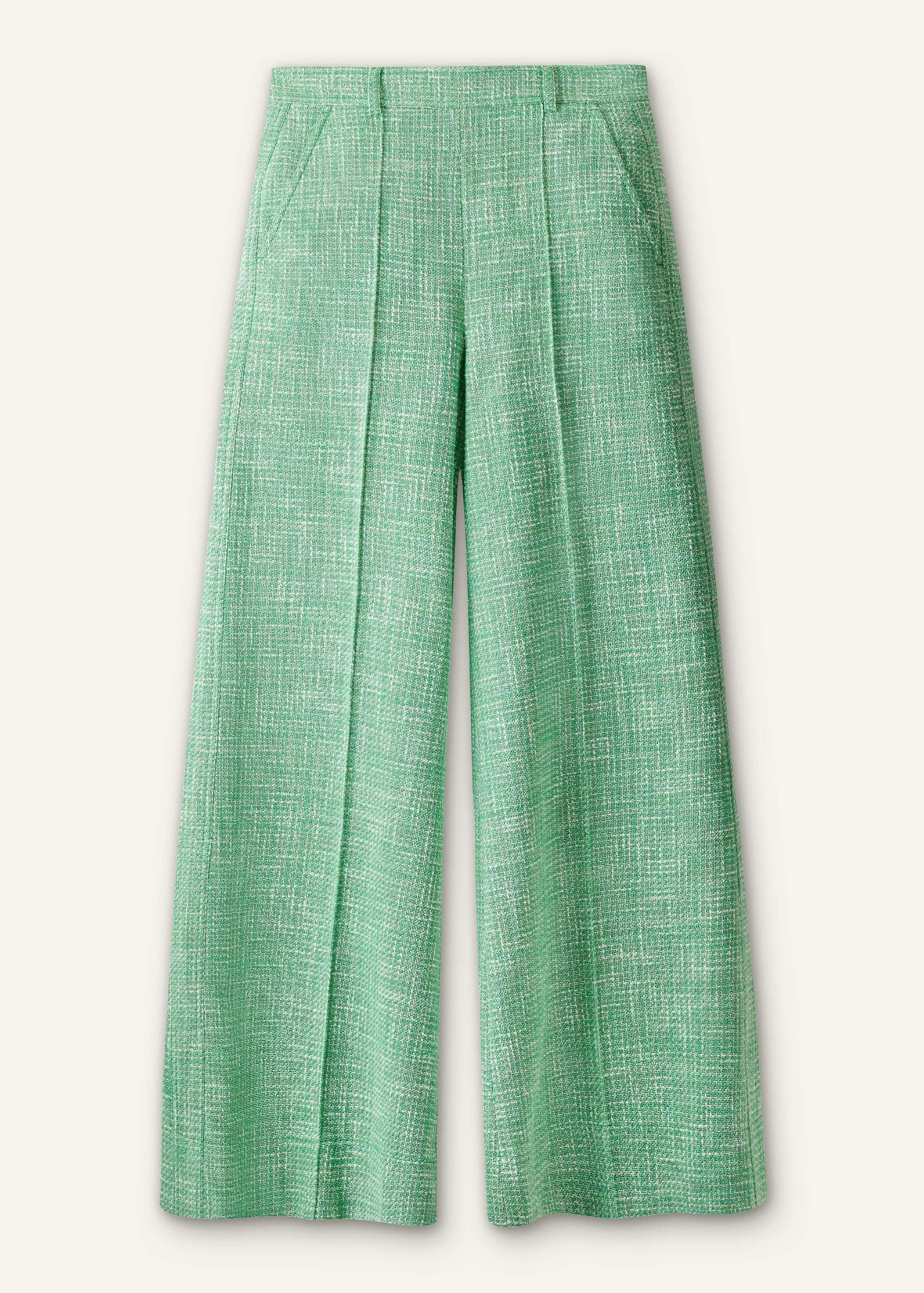 Green Textured Wide-Leg Pant