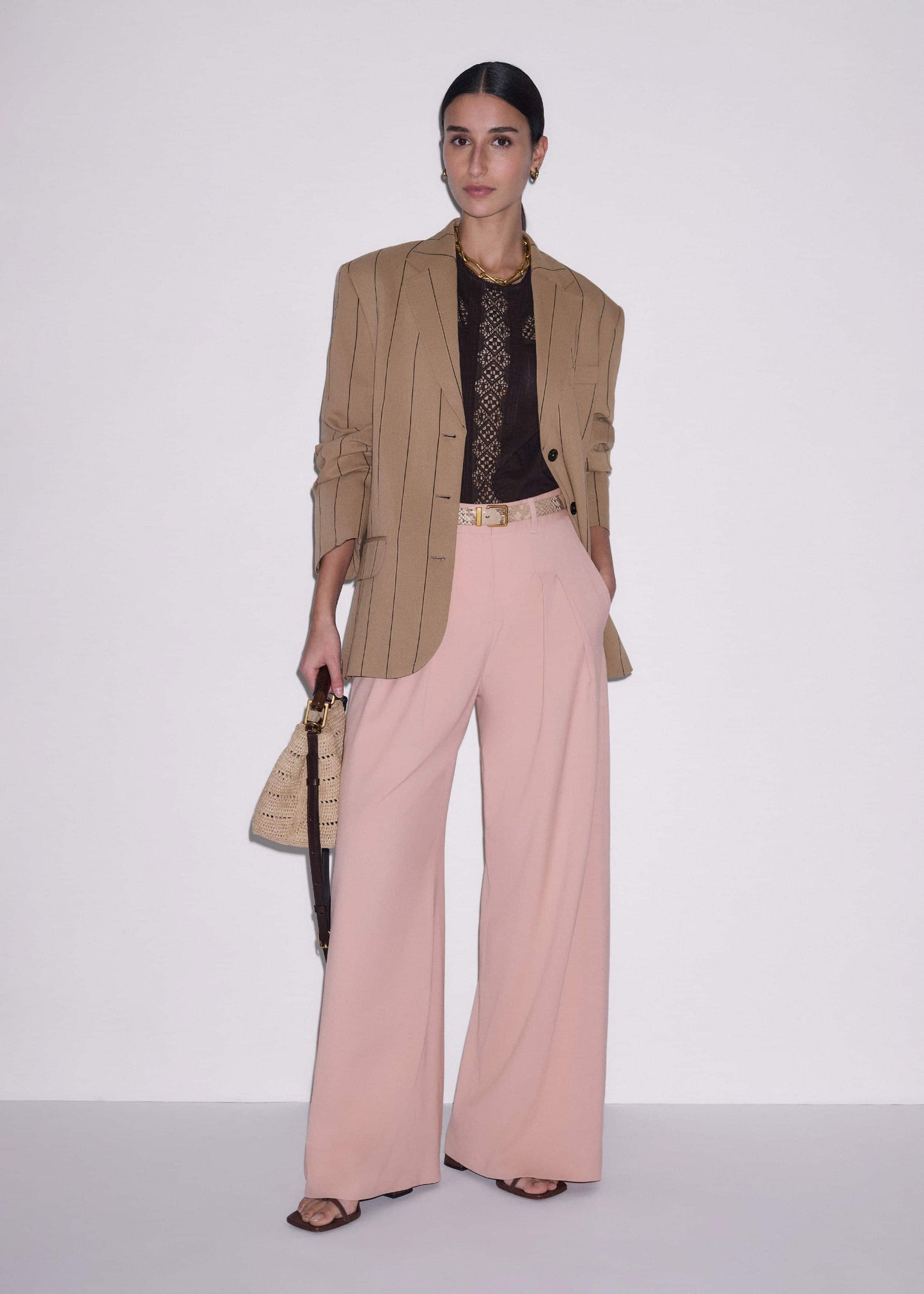 Pink Pleat Wide-Leg Pant