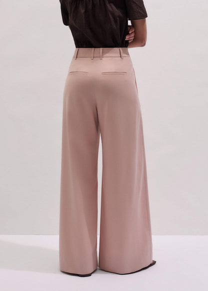Pink Pleat Wide-Leg Pant