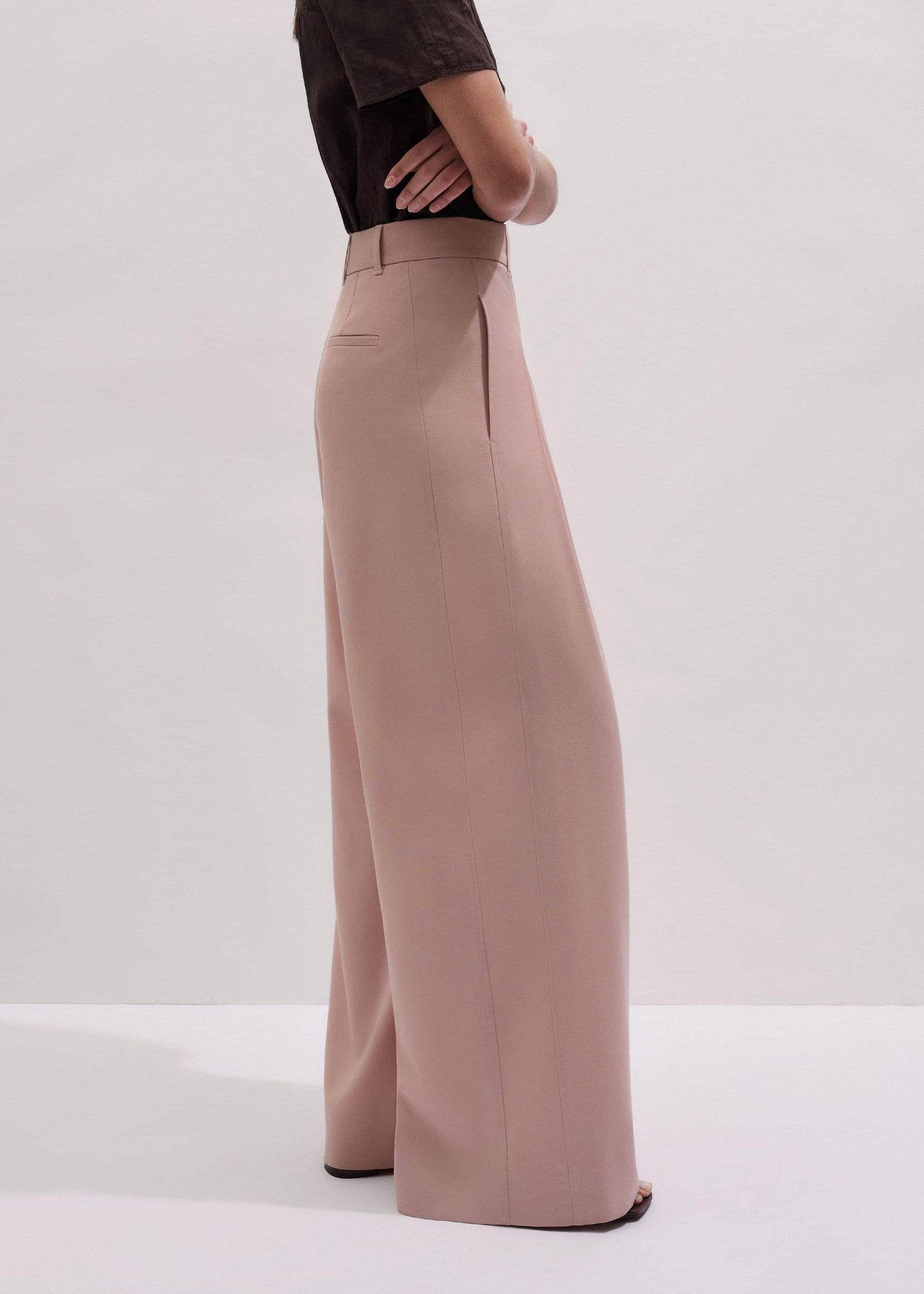Pink Pleat Wide-Leg Pant