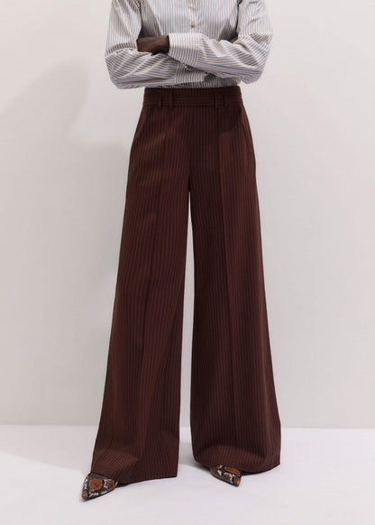 Cinnamon Pinstripe Wide-Leg Pant