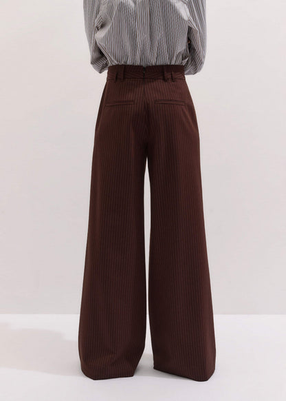 Cinnamon Pinstripe Wide-Leg Pant