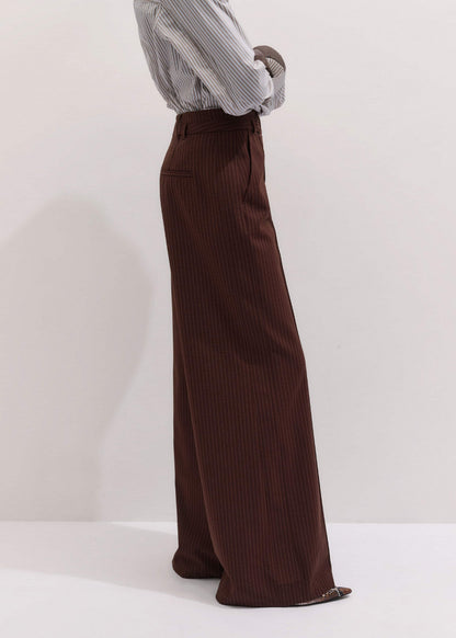 Cinnamon Pinstripe Wide-Leg Pant