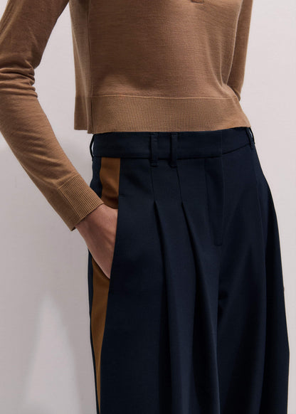 Navy Contrast Side Panel Wide-Leg Pant