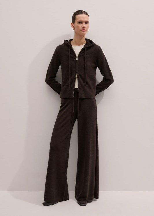 Brown Cashmere Wide-Leg Knit Pant