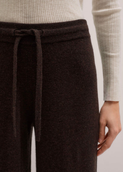 Brown Cashmere Wide-Leg Knit Pant