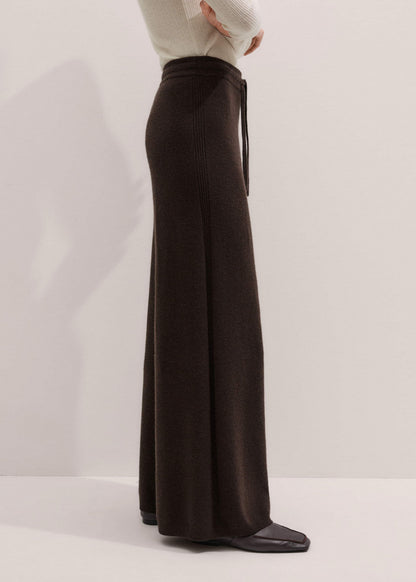 Brown Cashmere Wide-Leg Knit Pant