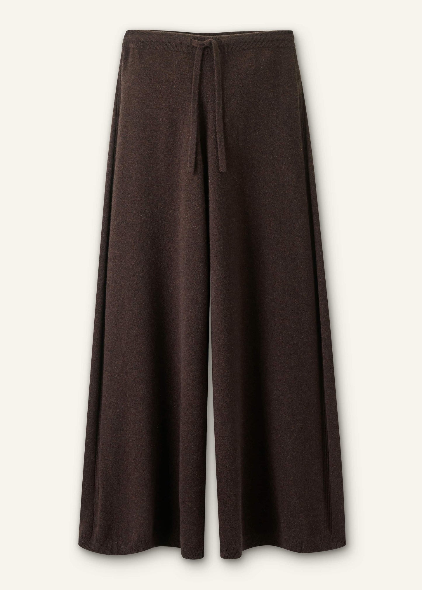 Brown Cashmere Wide-Leg Knit Pant