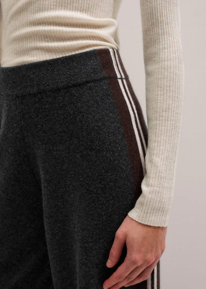 Gray Side Stripe Milano Knit Wide Leg Pant