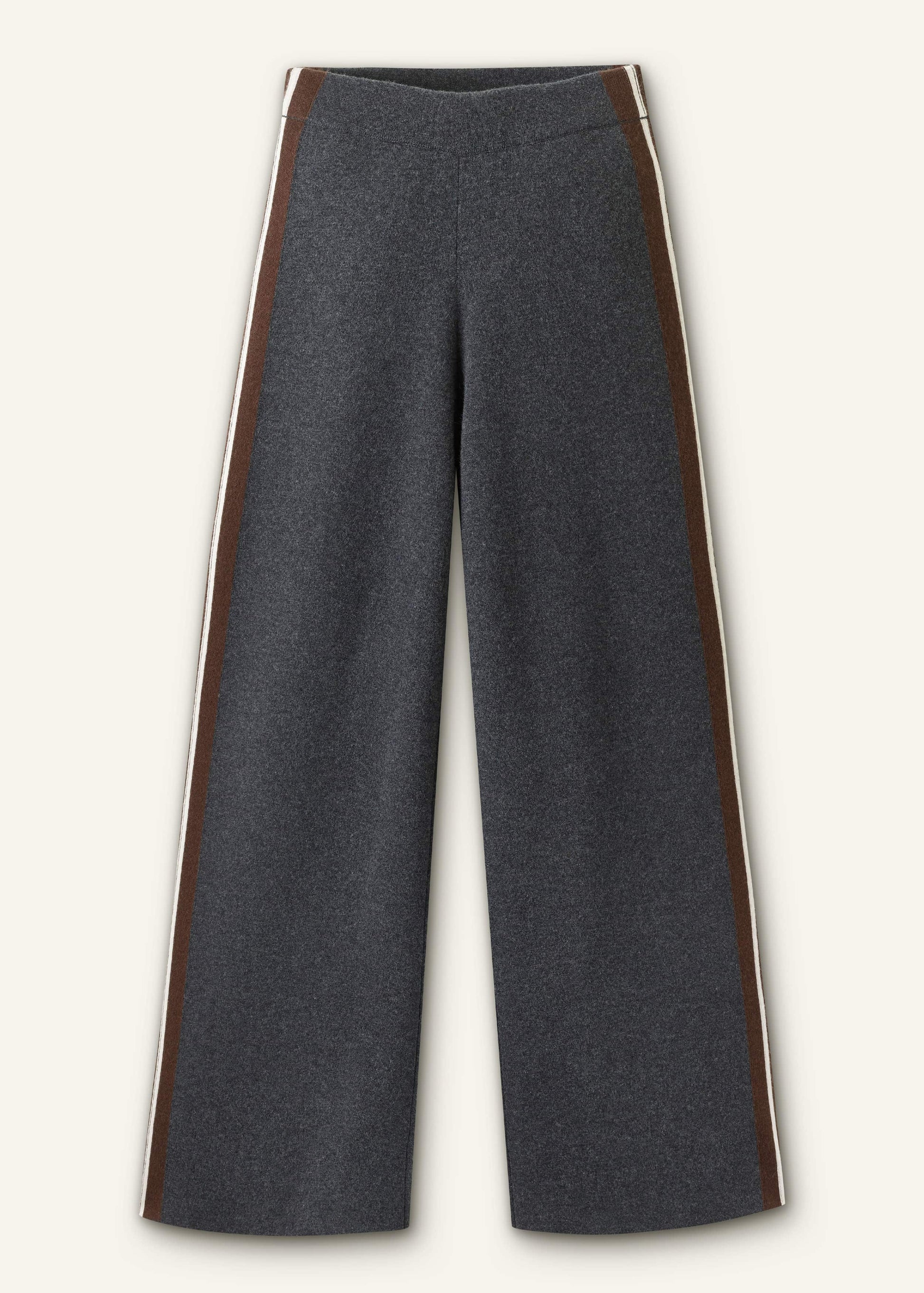 Gray Side Stripe Milano Knit Wide Leg Pant