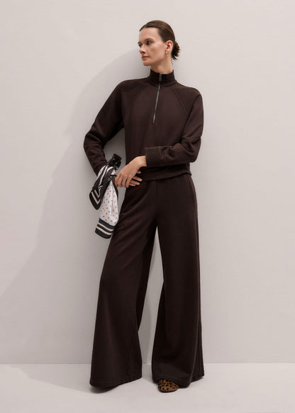 Brown Sweatshirt Wide-Leg Track Pant