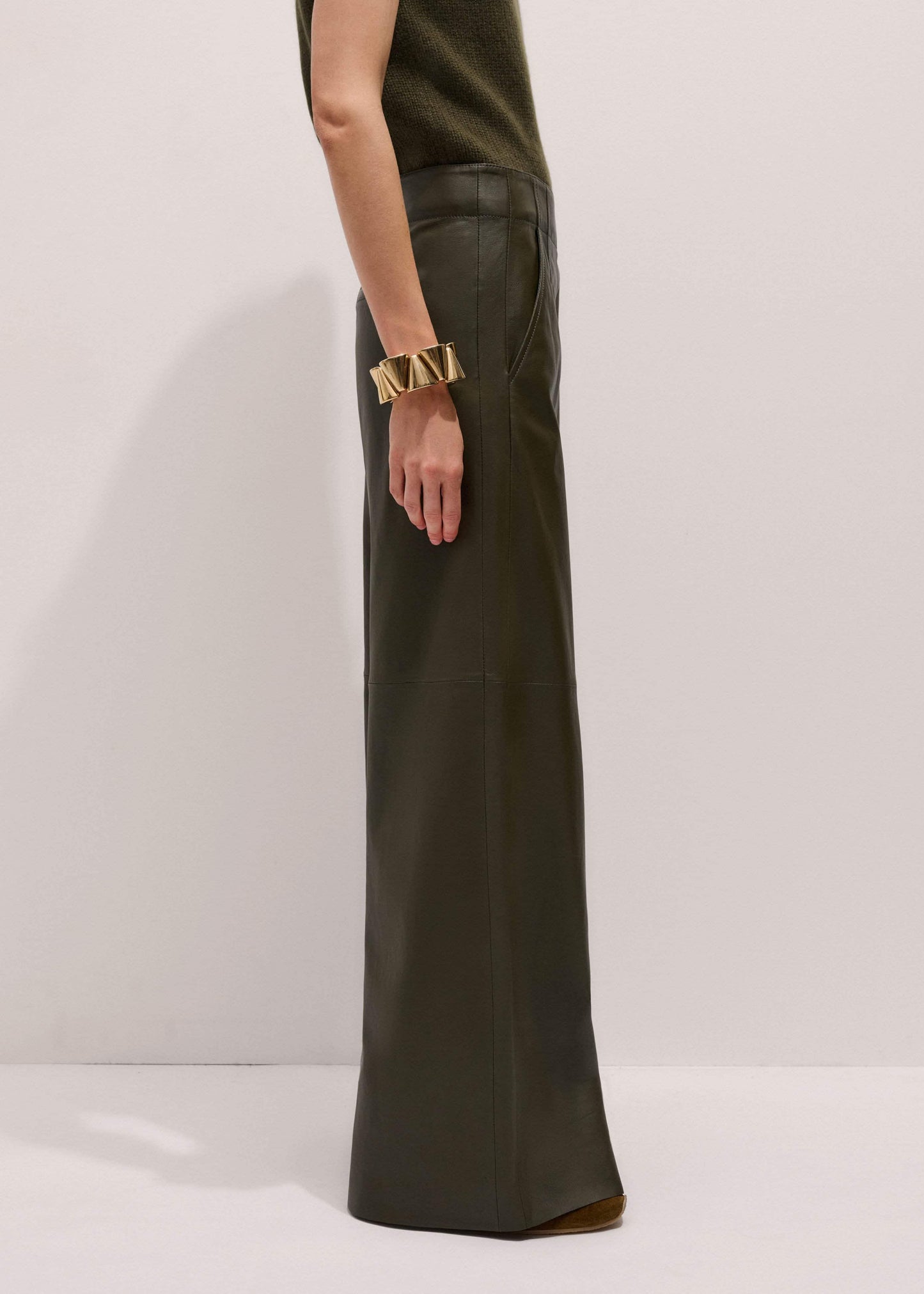 Olive Green Wide-Leg Pant