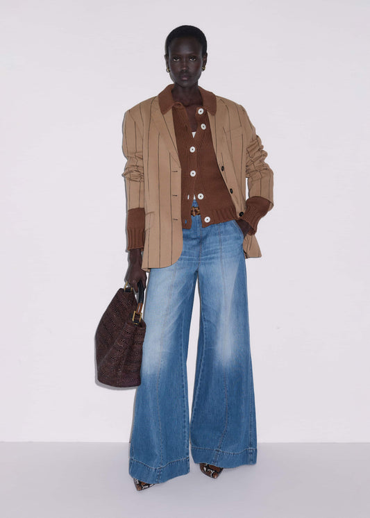 Mid-Blue High Waist Wide Jean