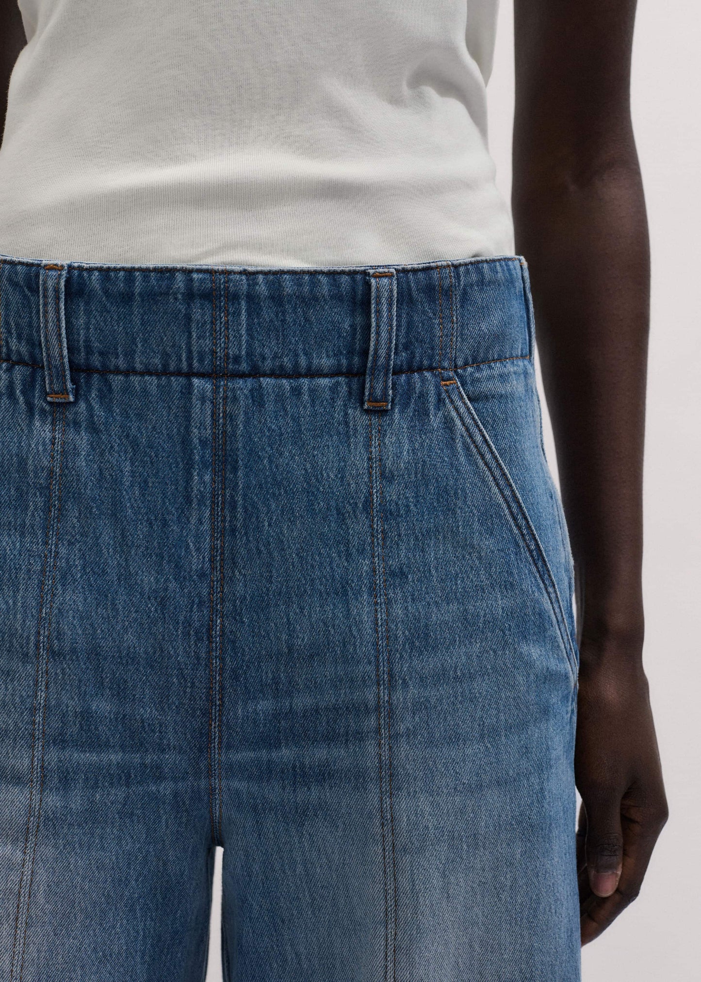Mid-Blue High Waist Wide Jean