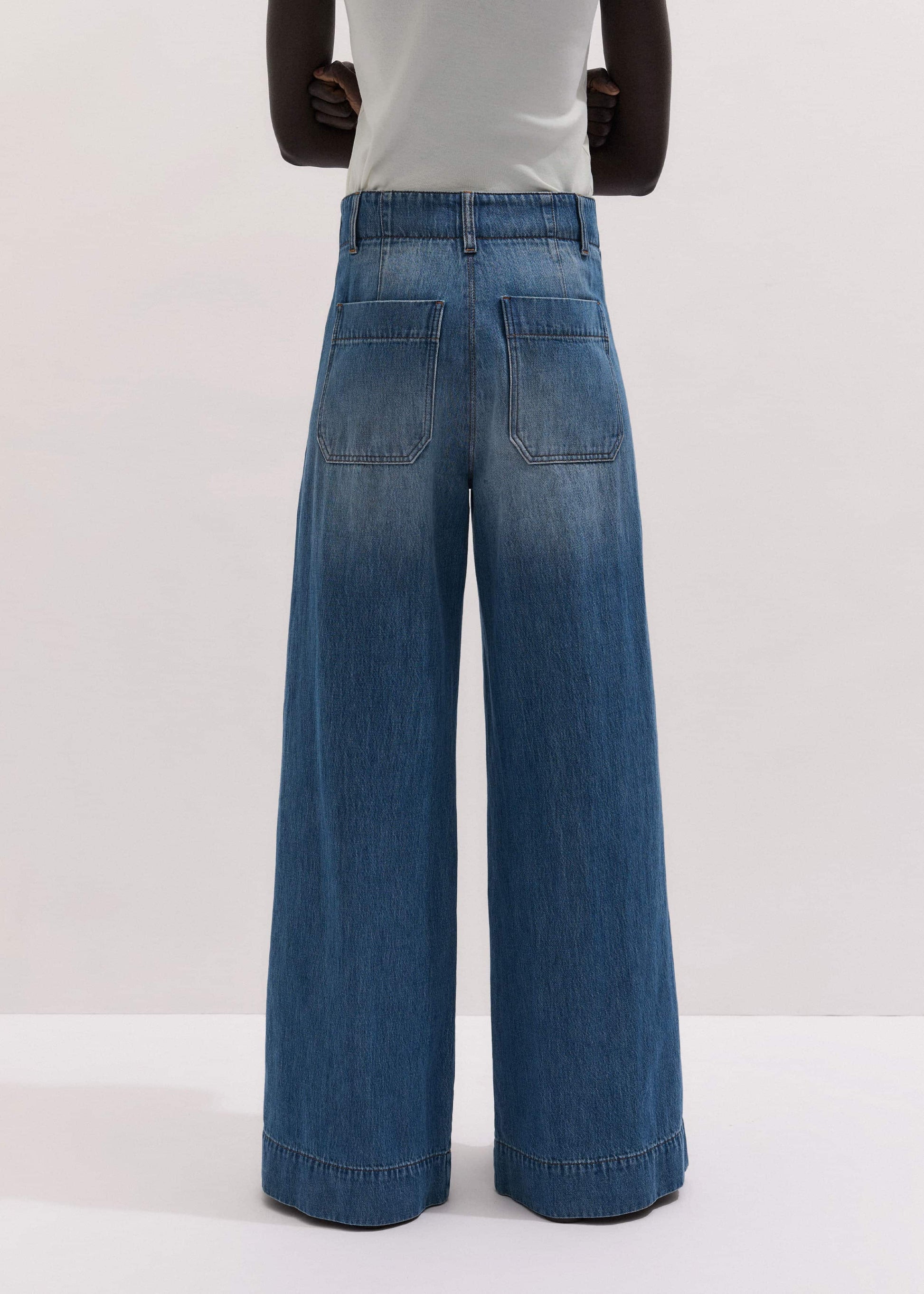 Mid-Blue High Waist Wide Jean