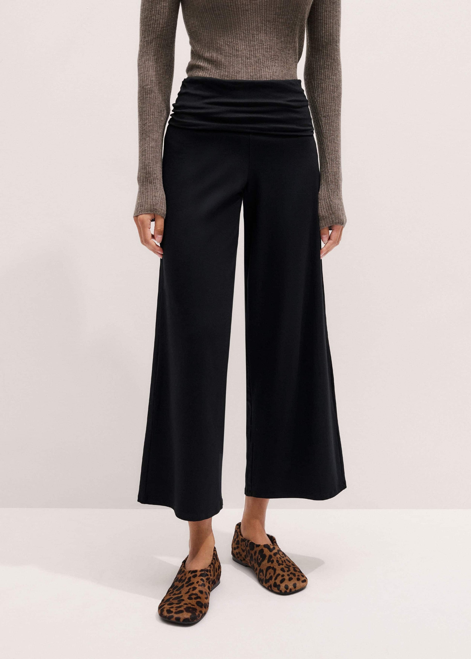 Black Icon Crop Palazzo Pant