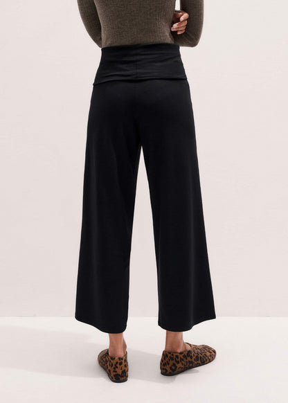 Black Icon Crop Palazzo Pant