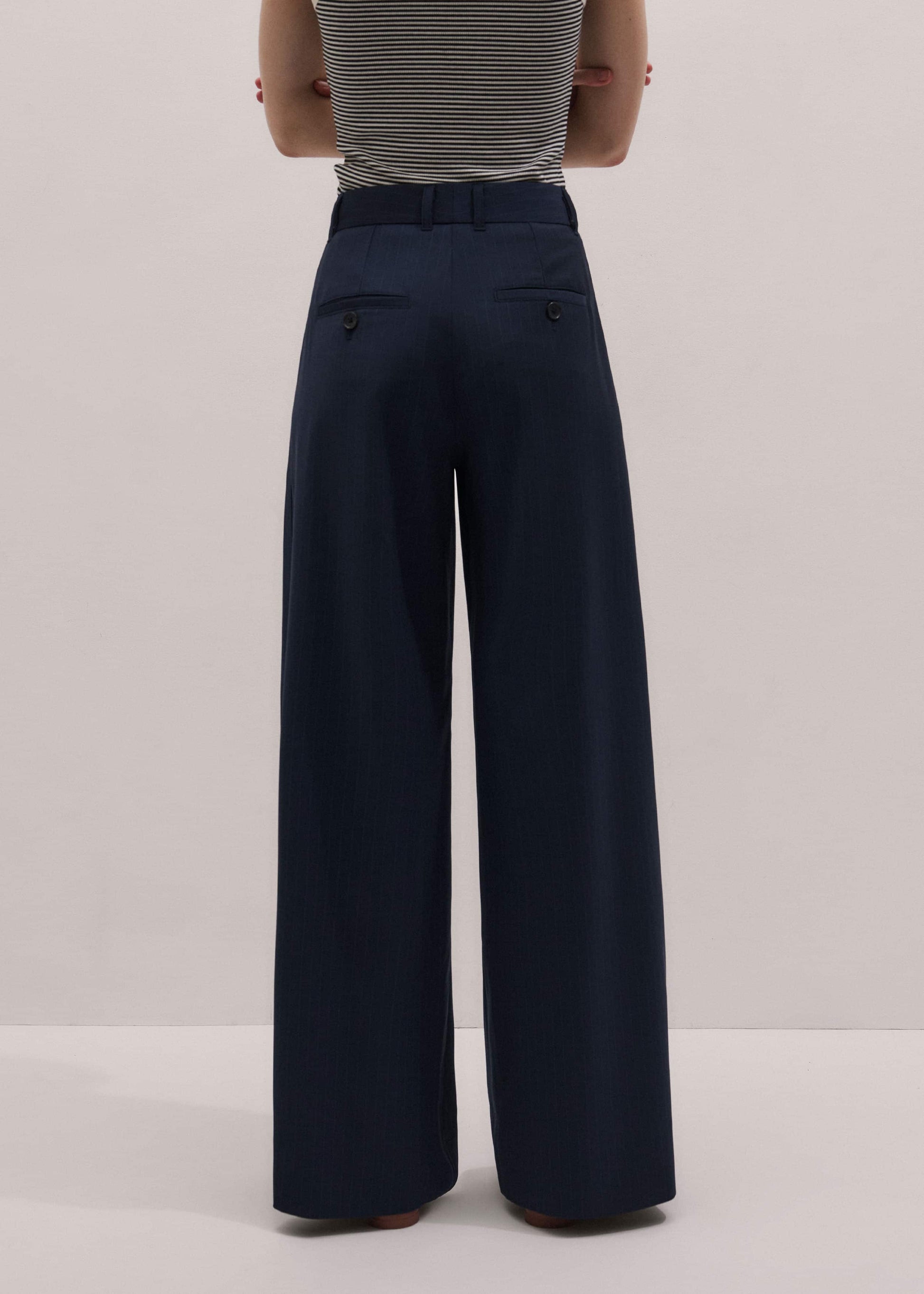 Navy Pinstripe Pleat Front Man Pant